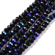 5 strenge sort/regnbue glasfacet perler - 3x2 mm.